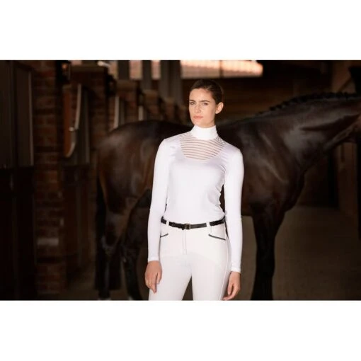 Horseware Women's Lisa Technical Long Sleeve Competition Shirt - White -Kensington Sales Shop 398380 800 800