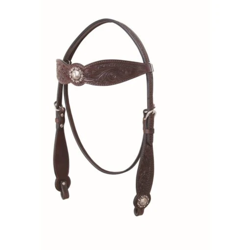 Western Rawhide Country Legend Floral And Basket Browband Headstall - Dark Brown -Kensington Sales Shop 443907 800 800