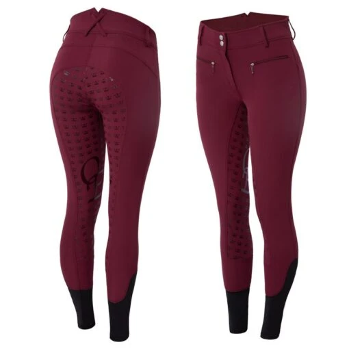 Horze Women's Melody High Waist Micro Silicone Full Seat Breeches - Cordovan Red -Kensington Sales Shop 529885 800 800