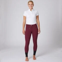 Horze Women's Melody High Waist Micro Silicone Full Seat Breeches - Cordovan Red -Kensington Sales Shop 529888 800 800