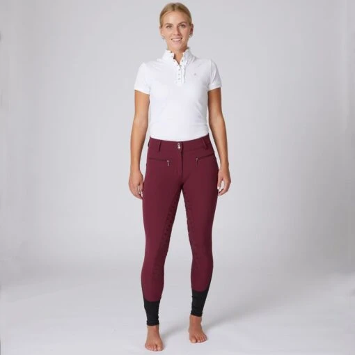 Horze Women's Melody High Waist Micro Silicone Full Seat Breeches - Cordovan Red -Kensington Sales Shop 529888 800 800