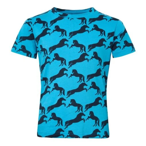 Horze Kids' Micky Organic Cotton Tee Shirt - Hawaiian Blue -Kensington Sales Shop 532416 800 800