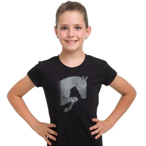 Cavalliera Kids' Jumping Star Short Sleeve Cotton Top - Black -Kensington Sales Shop 558821 800 800