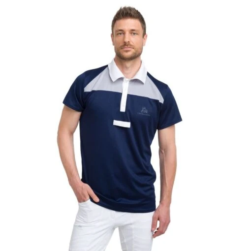 Cavalliera Men's Mosaic Short Sleeve Show Shirt - Navy Blue/Grey/White -Kensington Sales Shop 558851 800 800