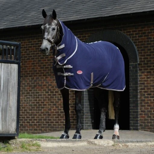 Weatherbeeta Anti-Static Fleece Cooler Combo Neck - Navy/Silver/Red -Kensington Sales Shop 580110 800 800