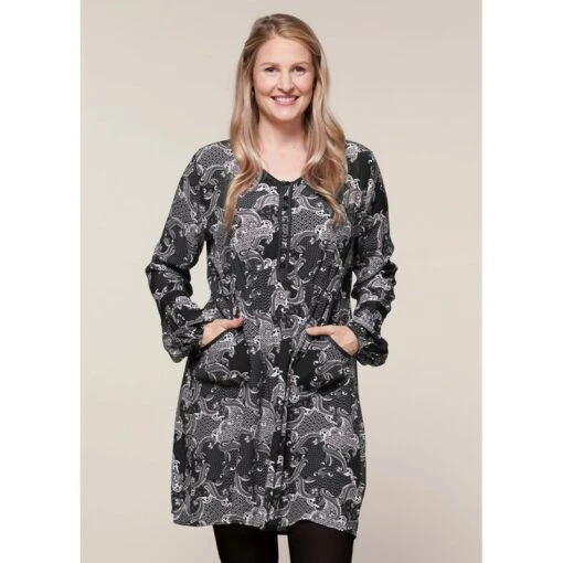 EQL Women's Ecovero Boheme Tunic Dress - Black Patchwork Paisley -Kensington Sales Shop 582614 800 800