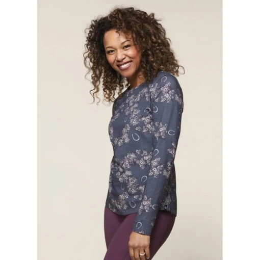 EQL Women's Organic Cotton Printed Long Sleeve Top - Admiral Lucky Floral -Kensington Sales Shop 584603 800 800