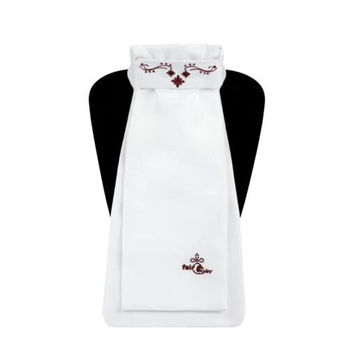 Fair Play Lucrezia Ready Tied Stock Tie - White/Burgundy -Kensington Sales Shop 594139 800 800