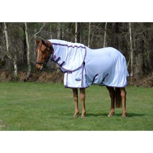 Weatherbeeta Comfitec Airflow II Detach A Neck Fly Sheet - White/Violet/Blue -Kensington Sales Shop 645874 800 800