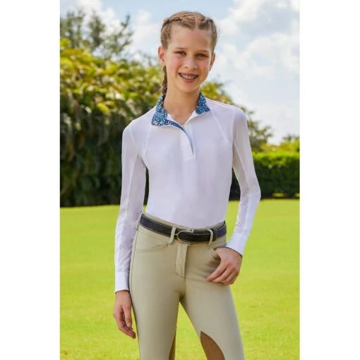 RJ Classics Kids' Maddie Jr 37.5 Show Shirt - White/Green Meadows -Kensington Sales Shop 691404 800 800