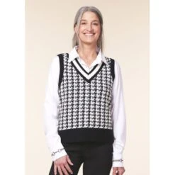 EQL Women's Houndstooth Sweater Vest - Black/Soft White -Kensington Sales Shop 694432 800 800