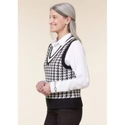 EQL Women's Houndstooth Sweater Vest - Black/Soft White -Kensington Sales Shop 694433 800 800