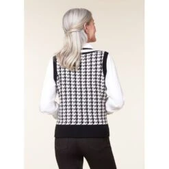 EQL Women's Houndstooth Sweater Vest - Black/Soft White -Kensington Sales Shop 694434 800 800