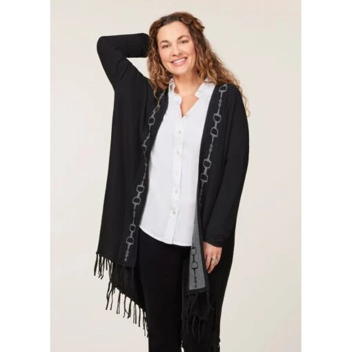 EQL Women's Bits & Fringe Cardigan - Black/Sterling -Kensington Sales Shop 694499 800 800