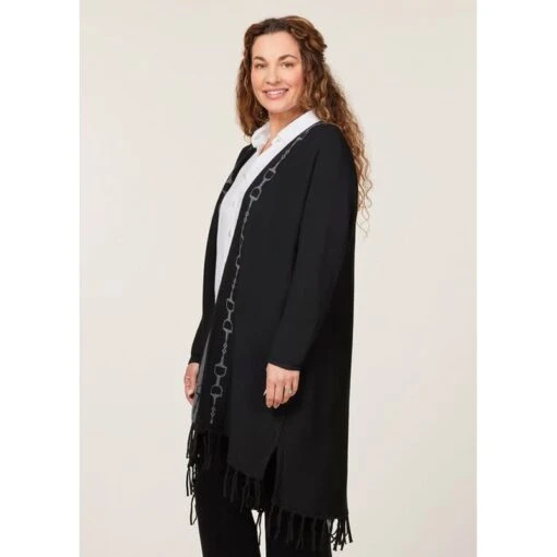 EQL Women's Bits & Fringe Cardigan - Black/Sterling -Kensington Sales Shop 694500 800 800